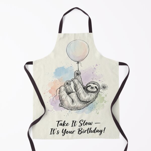 Item preview, Take It Slow Birthday Sloth - Cute Watercolor Sloth with Balloon designed and sold by myforestfog.