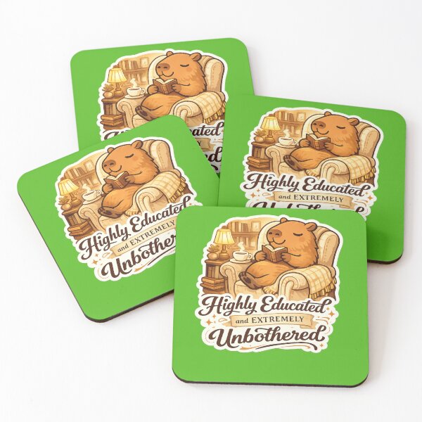 Item preview, Highly Educated and Extremely Unbothered Capybara Bookworm – Cozy Library Art | Book Lover Gift designed and sold by irfanshikh.