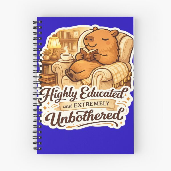 Item preview, Highly Educated and Extremely Unbothered Capybara Bookworm – Cozy Library Art | Book Lover Gift designed and sold by irfanshikh.