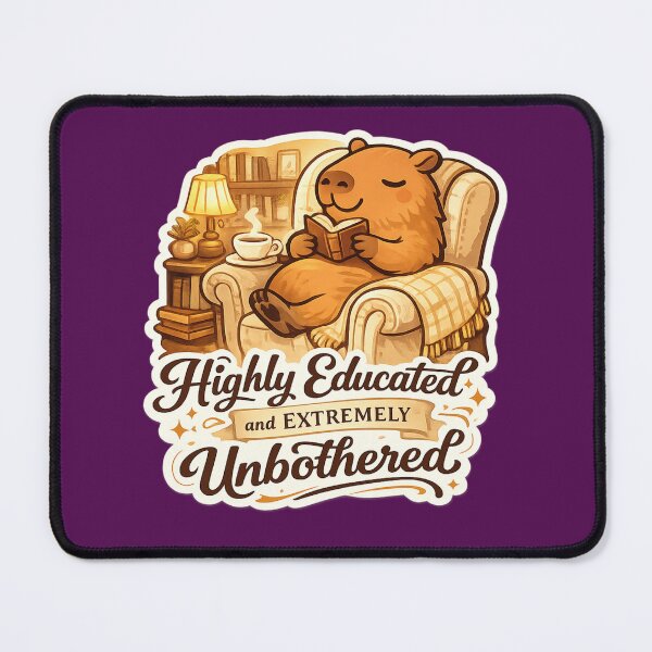 Item preview, Highly Educated and Extremely Unbothered Capybara Bookworm – Cozy Library Art | Book Lover Gift designed and sold by irfanshikh.