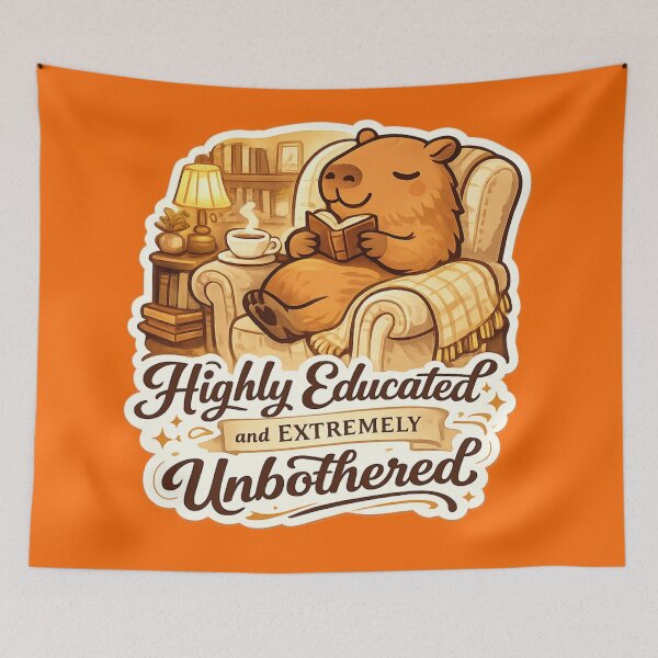 Item preview, Highly Educated and Extremely Unbothered Capybara Bookworm – Cozy Library Art | Book Lover Gift designed and sold by irfanshikh.