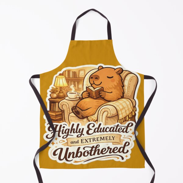 Item preview, Highly Educated and Extremely Unbothered Capybara Bookworm – Cozy Library Art | Book Lover Gift designed and sold by irfanshikh.