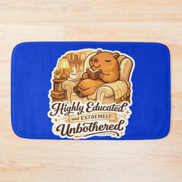 Item preview, Highly Educated and Extremely Unbothered Capybara Bookworm – Cozy Library Art | Book Lover Gift designed and sold by irfanshikh.