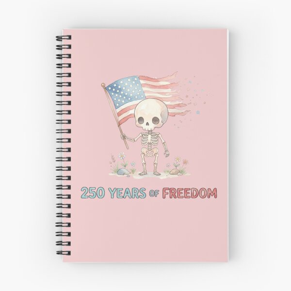 Item preview, Cute Chibi Skeleton 250 Years of Freedom American Flag Watercolor designed and sold by BreezifyDesignStudio.