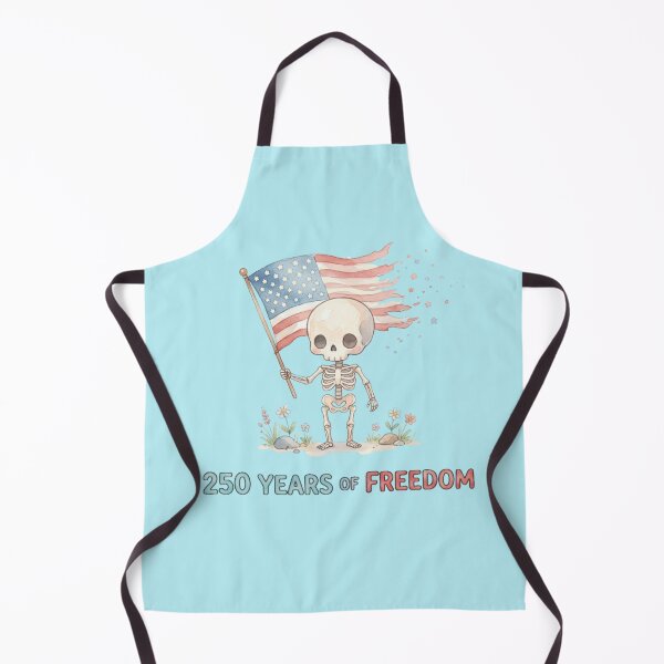 Item preview, Cute Chibi Skeleton 250 Years of Freedom American Flag Watercolor designed and sold by BreezifyDesignStudio.