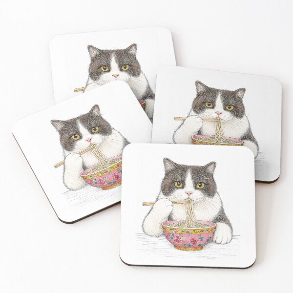 Item preview, Dollar - Our Indoor Tuxedo Cat Eating Noodles designed and sold by Artistic Philip in Penang.