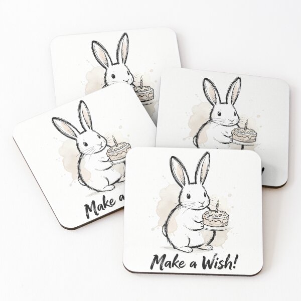 Item preview, Make a Wish Bunny - Cute Watercolor Rabbit with Birthday Cake designed and sold by myforestfog.