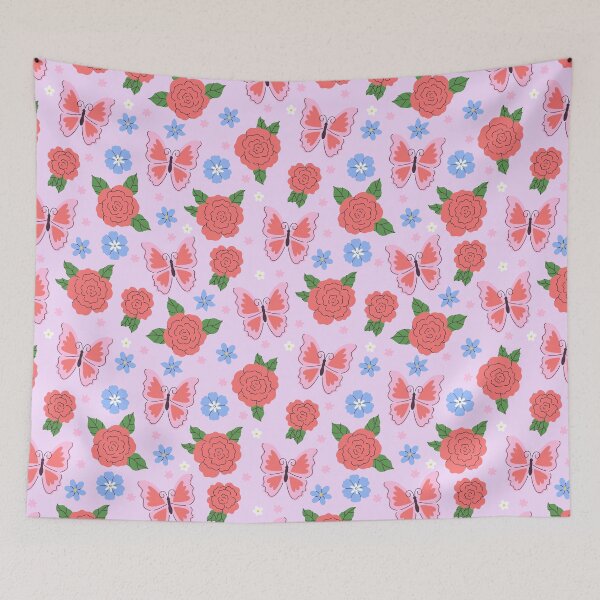 Item preview, pattern with roses and butterflies designed and sold by burbura.