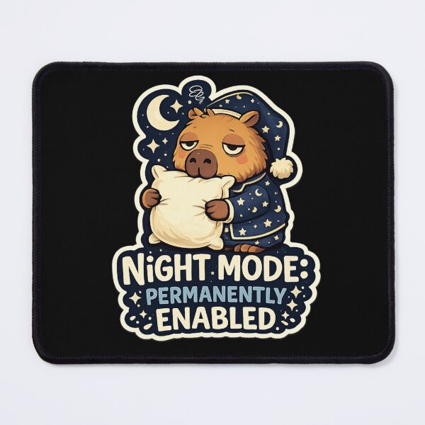 Item preview, Night Mode Permanently Enabled Tired Capybara Pajamas Art – Funny Sleepy Animal Gift | Night Owl Gift designed and sold by irfanshikh.