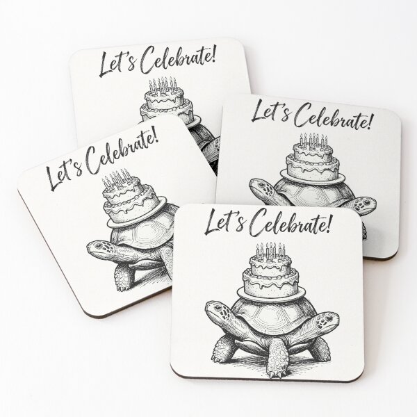 Item preview, Let's Celebrate Turtle - Cute Sketchy Tortoise with Birthday Cake designed and sold by myforestfog.