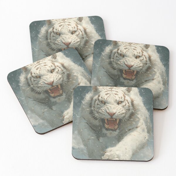 Item preview, White Tiger Charging Through Blizzard Roaring designed and sold by WoofPalette.