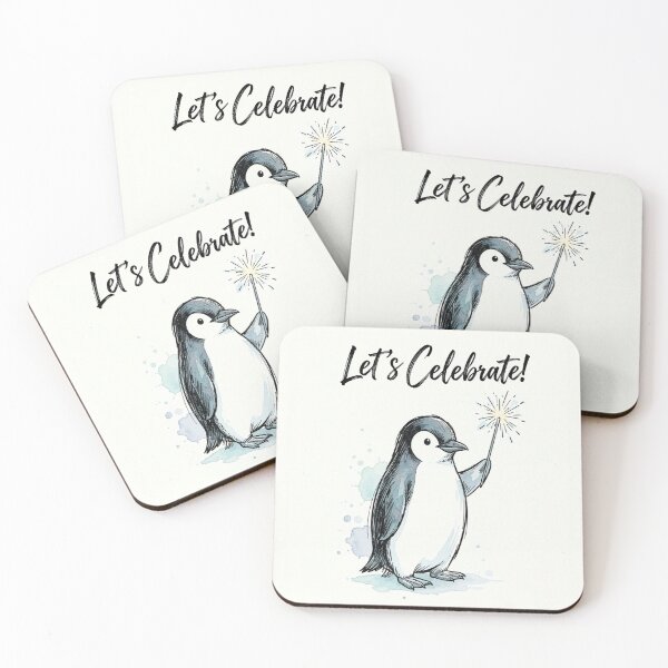 Item preview, Let's Celebrate Penguin - Cute Watercolor Baby Penguin Art designed and sold by myforestfog.