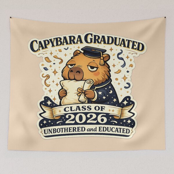 Item preview, Capybara Graduated Class of 2026 Unbothered and Educated – Funny Cute Graduation Art | Grad Gift designed and sold by irfanshikh.