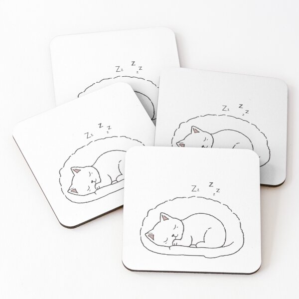 Item preview, Cozy Sleeping White Kitten in Bed Minimalist Art designed and sold by M.Store.
