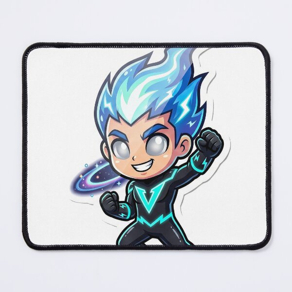 Item preview, Blue Flame Cosmic Hero Chibi Sticker designed and sold by CrystalMineArts.