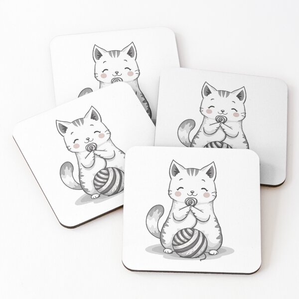 Item preview, Playful Kawaii Kitten with Yarn Ball Illustration designed and sold by M.Store.