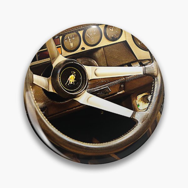 Item preview, Vintage Italian Sports Car Dashboard & Steering Wheel - 1976 Lamborghini Urraco P300 designed and sold by Peter Kraaibeek | Generative Designs and Car Art.
