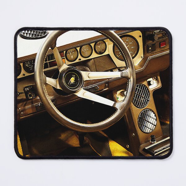 Item preview, Vintage Italian Sports Car Dashboard & Steering Wheel - 1976 Lamborghini Urraco P300 designed and sold by Peter Kraaibeek | Generative Designs and Car Art.