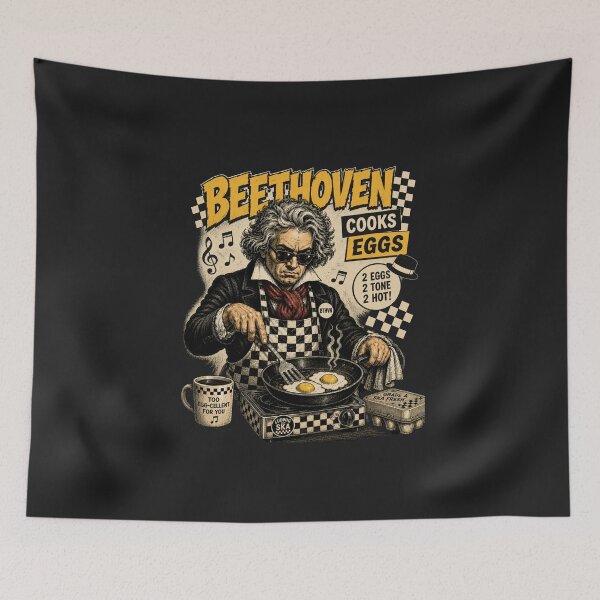 Item preview, Beethoven Cooks Eggs – Ska Punk Vintage Breakfast Parody Shirt designed and sold by ThreadTheory976.
