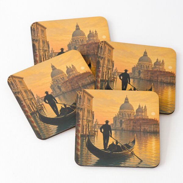 Item preview, Vintage Venezia Gondola Sunset Poster designed and sold by Koalangel.