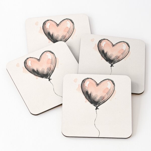 Item preview, Love in the Air - Minimalist Heart Balloon Watercolor Sketch designed and sold by myforestfog.