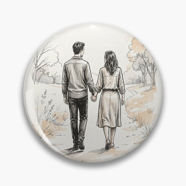 Item preview, Together Forever - Romantic Couple Walking in Nature Sketch designed and sold by myforestfog.