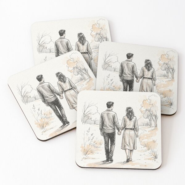 Item preview, Together Forever - Romantic Couple Walking in Nature Sketch designed and sold by myforestfog.