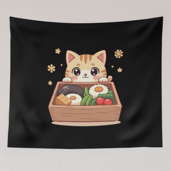 Item preview, Kawaii Cat with Delicious Japanese Bento Box designed and sold by M.Store.