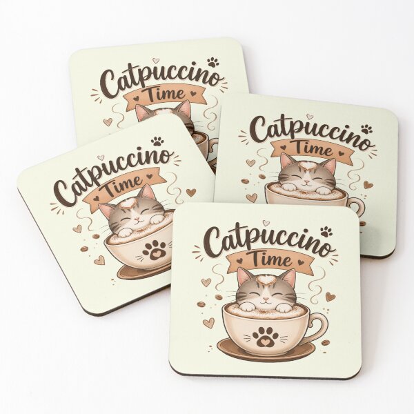 Item preview, Catpuccino Time Cute Coffee Cat Design designed and sold by jyotsanafinds.