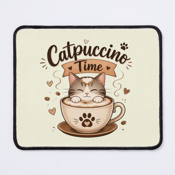 Item preview, Catpuccino Time Cute Coffee Cat Design designed and sold by jyotsanafinds.