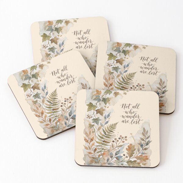 Item preview, Not all who wander are lost botanical watercolor quote print designed and sold by icemanphotos.