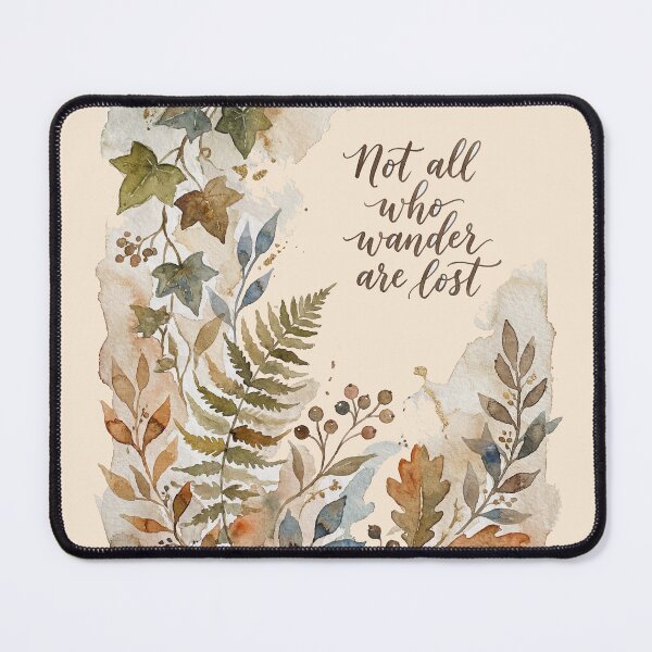 Item preview, Not all who wander are lost botanical watercolor quote print designed and sold by icemanphotos.