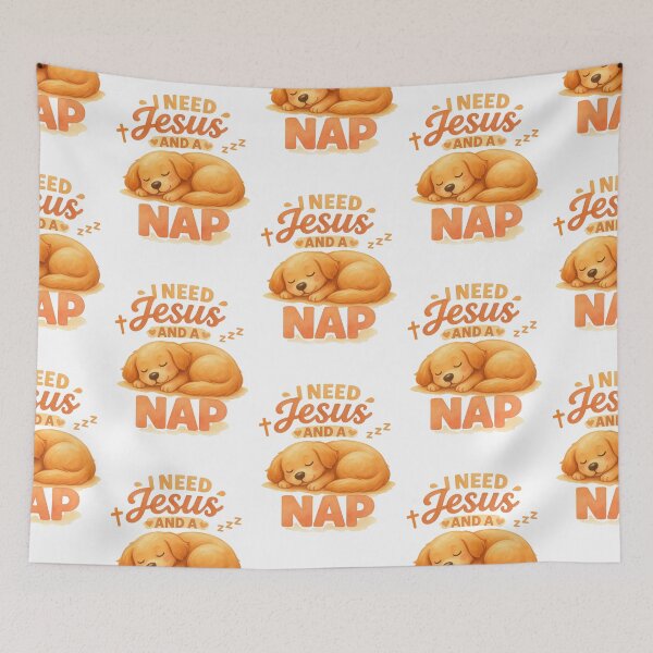 Item preview, Cute Puppy Christian Shirt – I Need Jesus And A Nap Funny Faith Tee designed and sold by ArtsBorn2Create.
