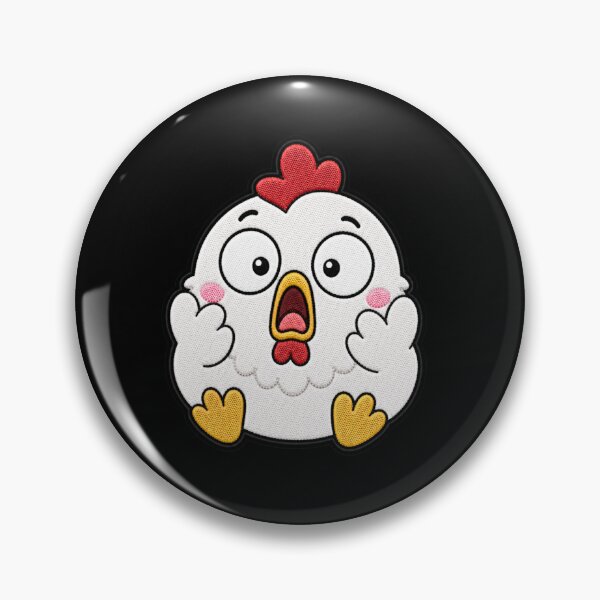 Artikelvorschau, Aufnäher „Erschrockenes Huhn“ | Niedliches Kawaii-Huhn-Design entworfen und verkauft von ColorSplash123.