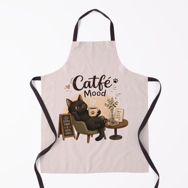 Item preview, Catfé Mood Cozy Black Cat Café Art designed and sold by jyotsanafinds.