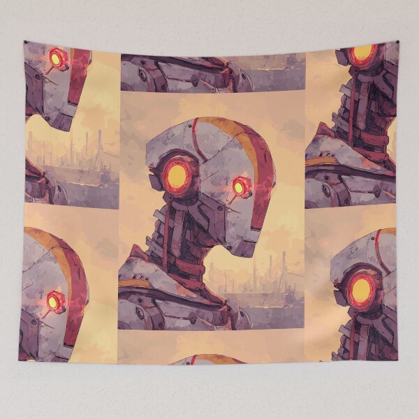 Item preview, Sunset Over the Scrapyard - Futuristic Android designed and sold by bapupa.