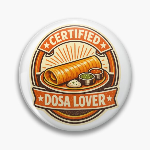 Item preview, Certified Dosa Lover – Vintage South Indian Food Badge Design | Dosa Fan Gift designed and sold by Globalcitytees.