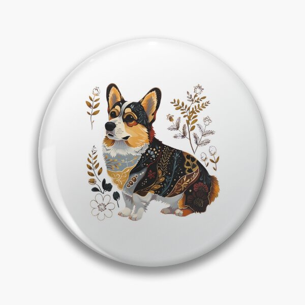 Item preview, Ornate Folk Art Corgi in Botanical Surroundings designed and sold by Dmo3HarkoArt.