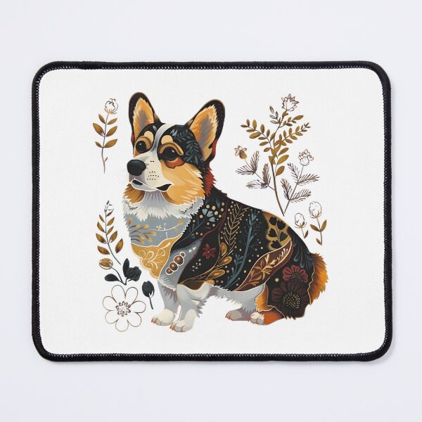 Item preview, Ornate Folk Art Corgi in Botanical Surroundings designed and sold by Dmo3HarkoArt.