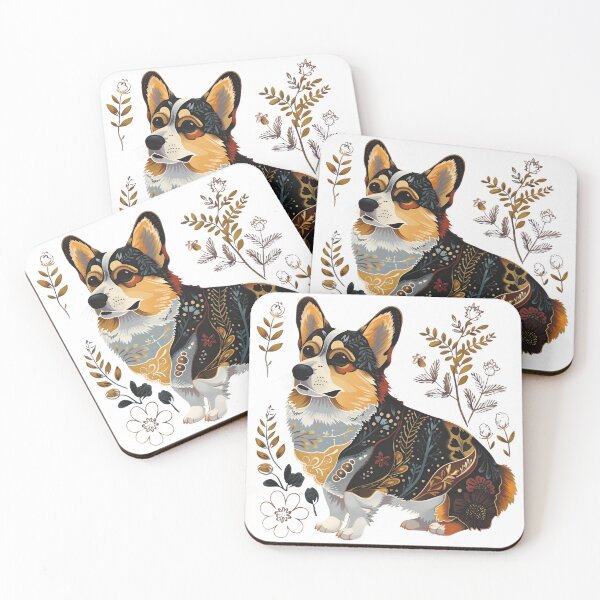 Item preview, Ornate Folk Art Corgi in Botanical Surroundings designed and sold by Dmo3HarkoArt.