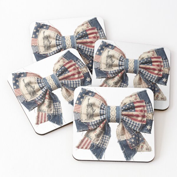 Item preview, Faux Patchwork Grandma Core 4th of July Coquette Bow Americana designed and sold by MartinPixelArt.