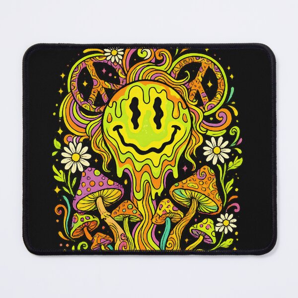 Item preview, Trippy Melting Smiley Face Mushroom Peace Sign – Psychedelic Groovy Retro 70s Design designed and sold by artdesingart.