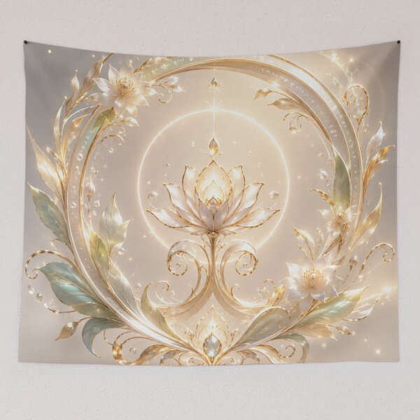 Item preview, Ethereal Floral Circle Light Design | Luxury Leaf & Flower Fantasy Art designed and sold by Sticleg.