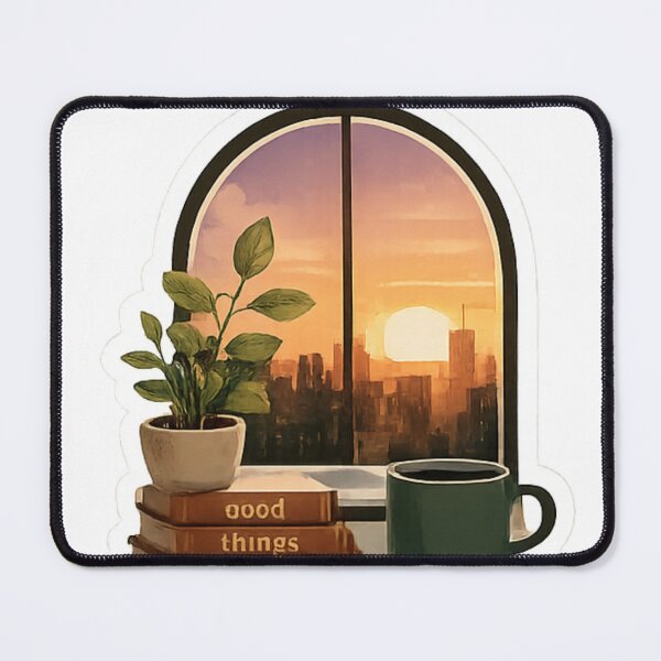 Item preview, Cozy Desk Sunset | Soft Life Aesthetic Study Sticker designed and sold by Jyotisima8929.
