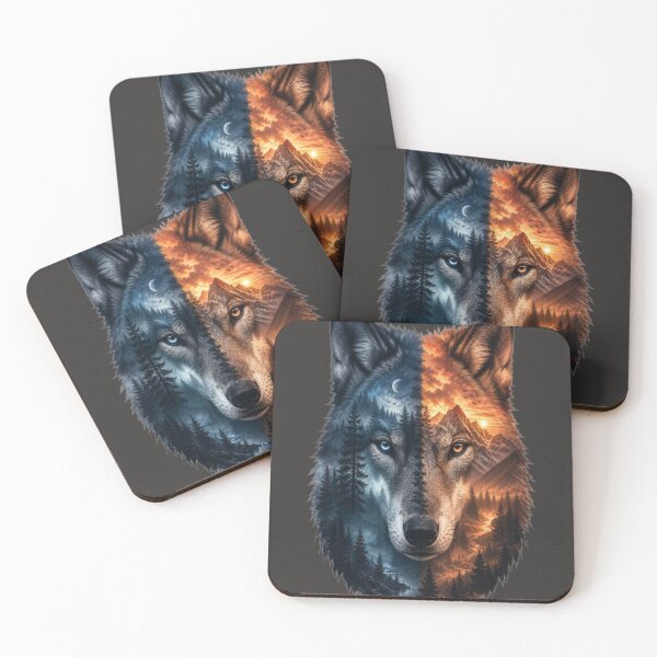 Item preview, Dual Nature Wolf Day and Night Double Exposure Design designed and sold by GRYFFWEAR.
