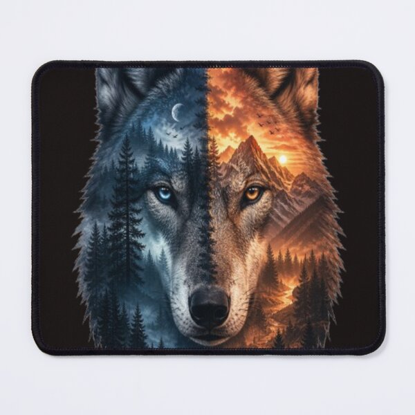 Item preview, Dual Nature Wolf Day and Night Double Exposure Design designed and sold by GRYFFWEAR.