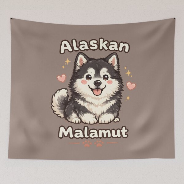Item preview, Cute Alaskan Malamute Kawaii Puppy | Fluffy Dog Cartoon Art designed and sold by blankTeeShirt.