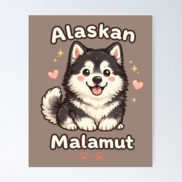 Item preview, Cute Alaskan Malamute Kawaii Puppy | Fluffy Dog Cartoon Art designed and sold by blankTeeShirt.