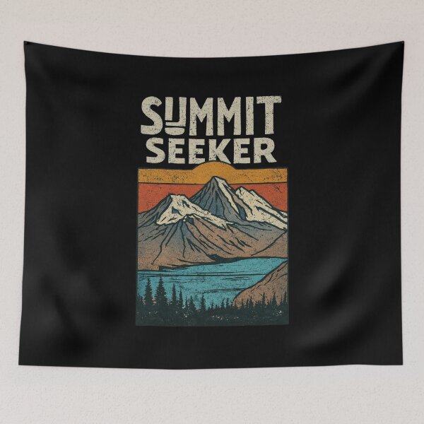 Item preview, Summit Seeker Vintage Mountain Lake Woodblock Art designed and sold by Blurbean.