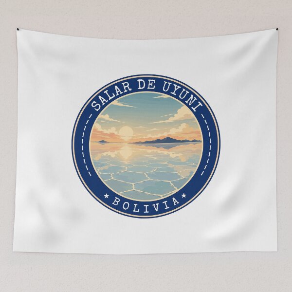 Item preview, Salar de Uyuni in Bolivia (South America), Vintage Travel Art Circle Emblem designed and sold by MaateoDesign.